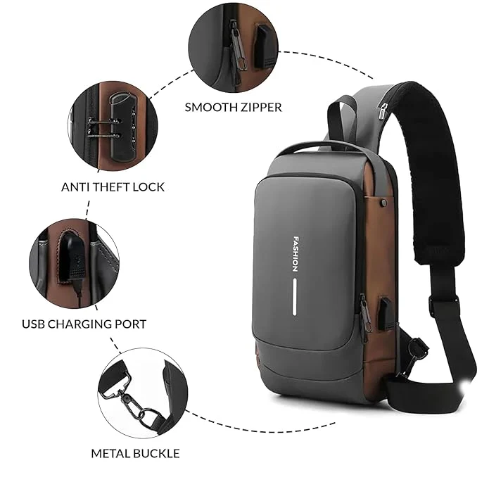 Crossbody Sling Bag With USB Charging Port (Unisex) - Image 10