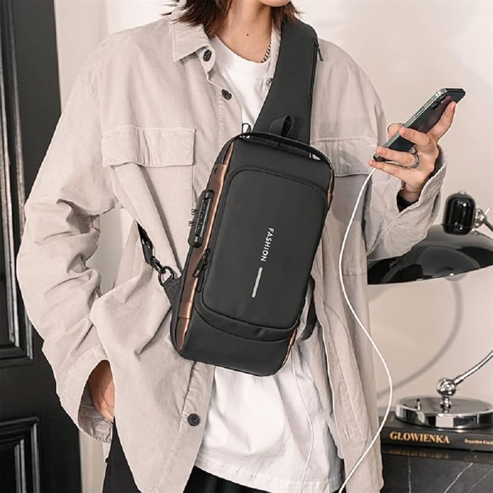 Crossbody Sling Bag With USB Charging Port (Unisex) - Image 22