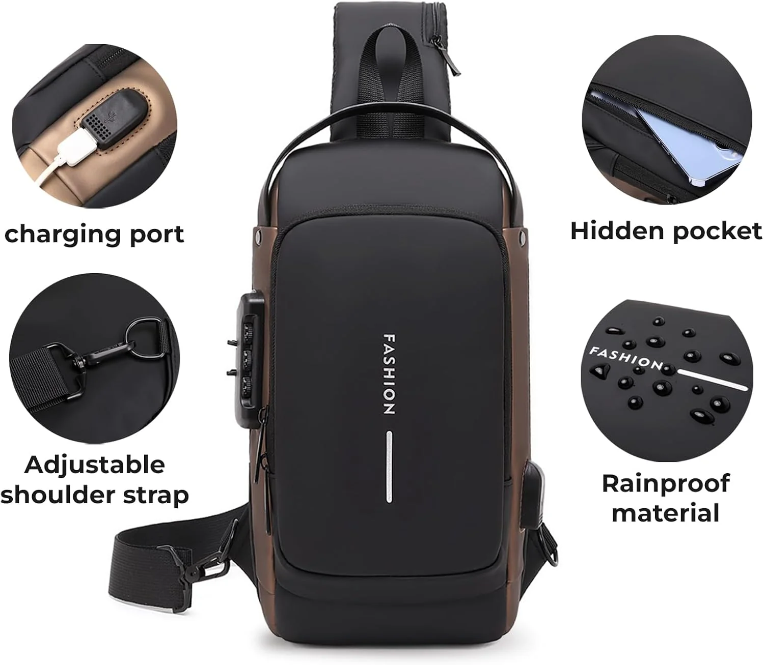 Crossbody Sling Bag With USB Charging Port (Unisex) - Image 6